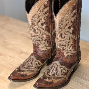 SOLD Brown and Tan Western Cowboy Boots